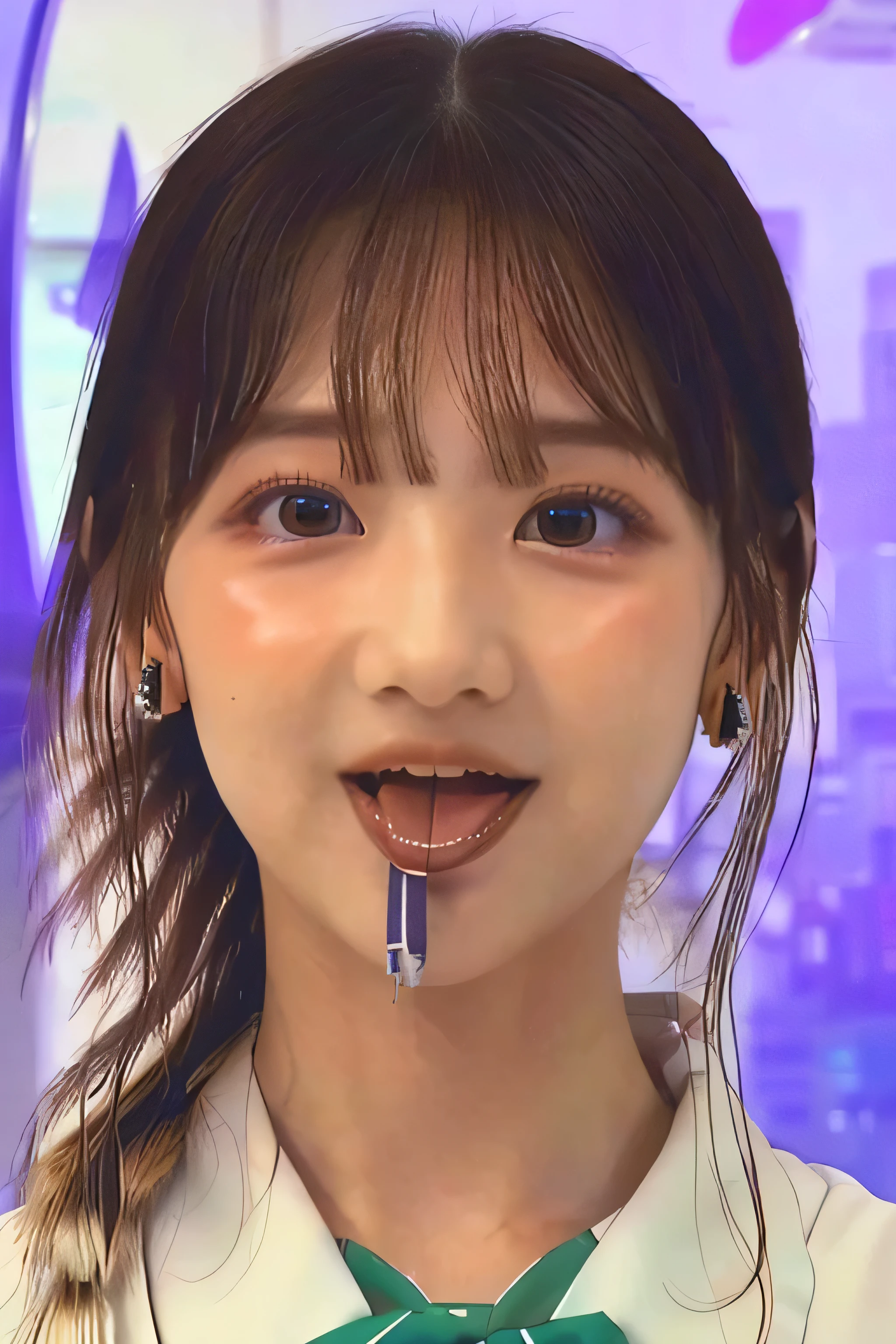 Woman giving a、Holding a stick and licking、 It's on my face、Licking a penis、Semen is dripping