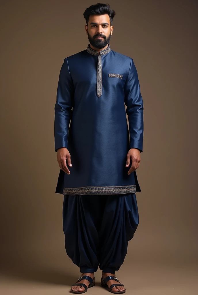 A Punjabi patiyala in navy blue for men