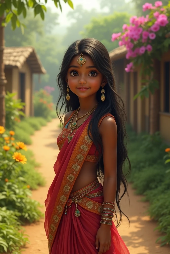 Create an Indian village girl cute and hot