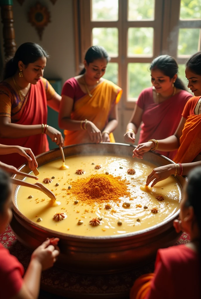 Onam special kheer making with big round bowl
