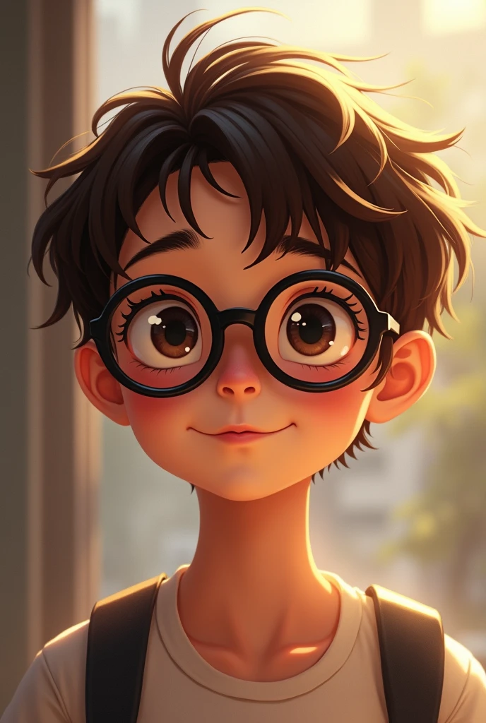 A girl named Christine and she is a tomboy with glasses. She's 14