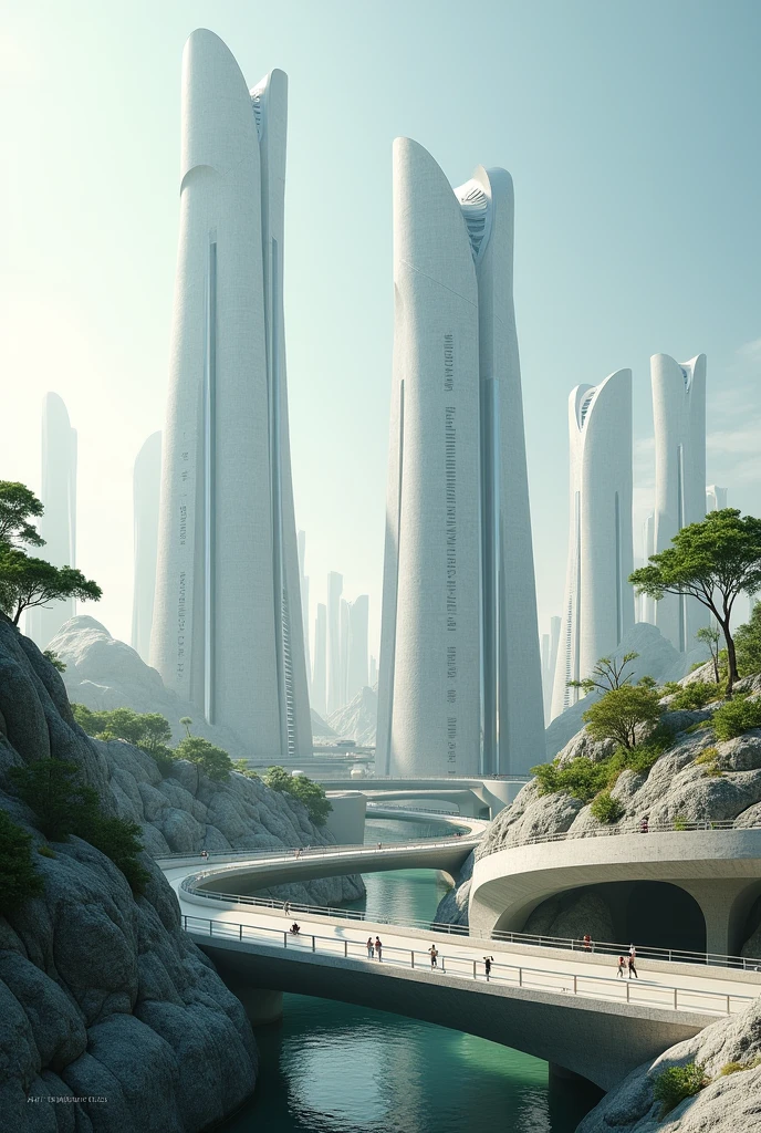 Showcase futuristic cities where all the structures are built with innovative concrete designs. Highlight sleek skyscrapers, modern bridges, and sustainable infrastructure made entirely of concrete.