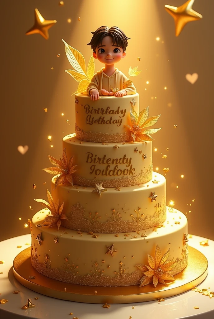 Create a cake based on jungkook s golden album and there will be also written happy birthday to our golden boy jungkook