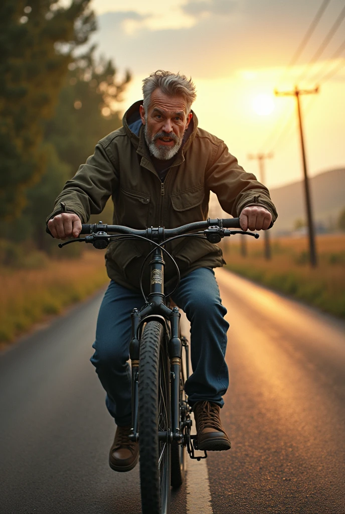 A dad was working on rides on cycling on the road he was very upset 
 and full of energy