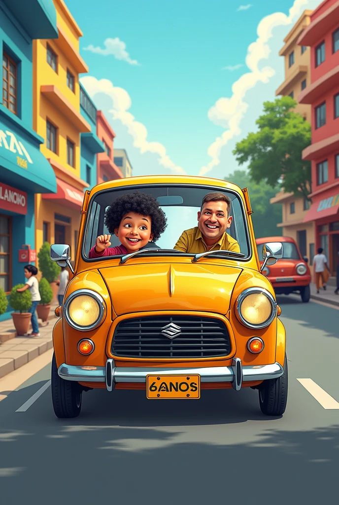 Maruti 800 with cartoon driver