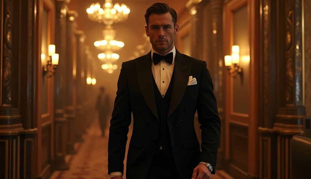 Liam Hemsworth as James Bond 007 wearing Black Tuxed