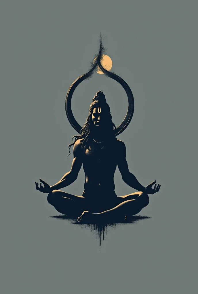 Long hair and tie in top of head long beard masculine man having third eye in his forehead meditating in the universes and having a background of sun amd moon . A image of powerful yoga practitioner having divine power and enlightenment knowledge giving man more fiber muscle and veins in body . Real third eye .  Mobile phone wallpaper . Having big veins add 3 line of shiva add snakes in protecting head by cobras 5 head thin body but very muscle fibers veins . Snakes cover his head . Enlightenment