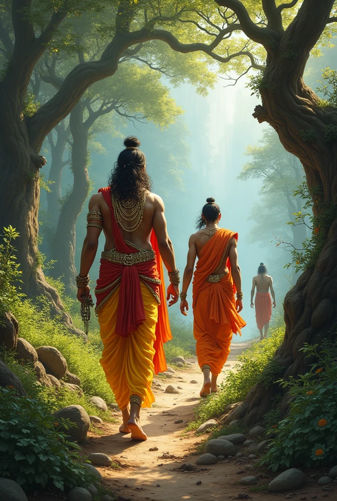 Bhagwan raam going in jungle in brother laxman and guru