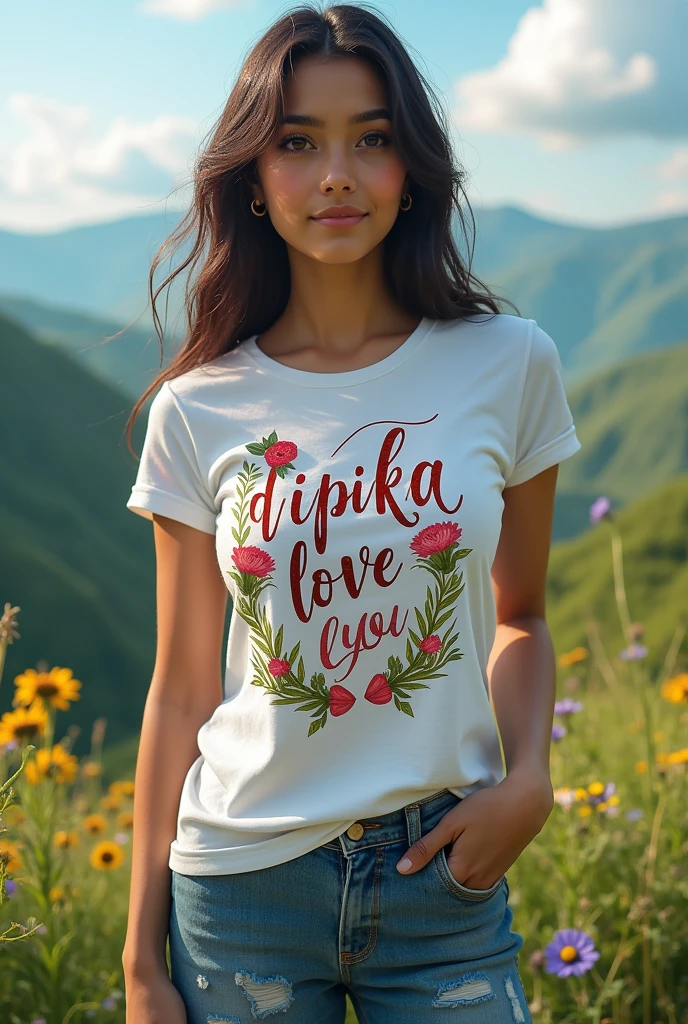 My name 'dipika love you' show my t shirt my name in beautiful places
