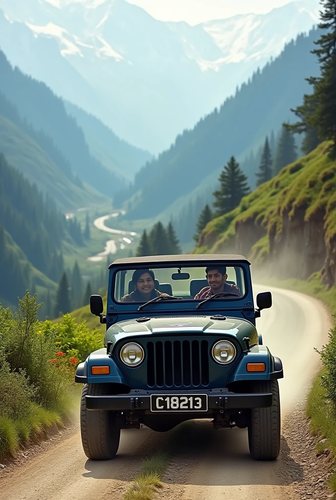 1821 number plate black mahindra thar driving by two couple in himachal pradesh 