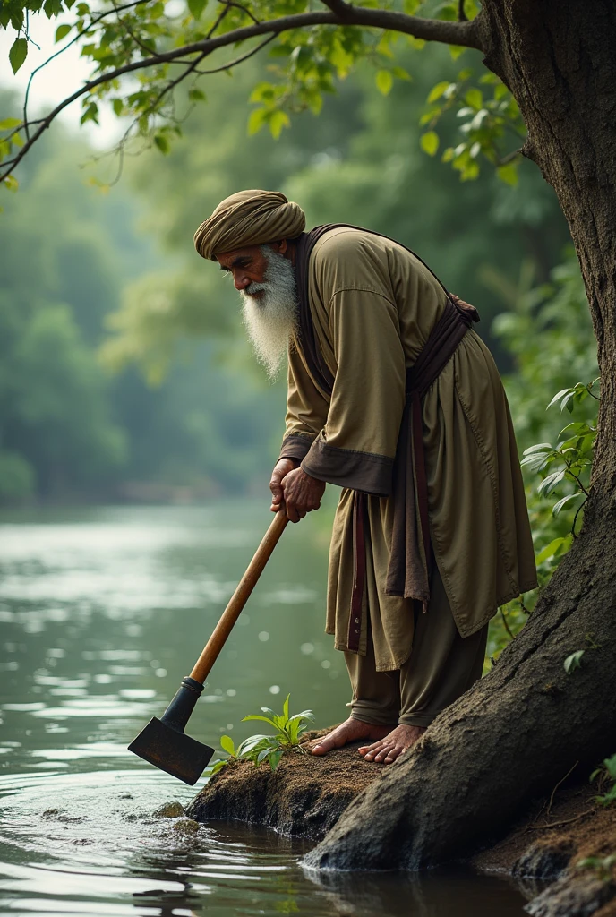 An Islamic boy 65 years was cutting a kathuria tree when the ax fell into the river