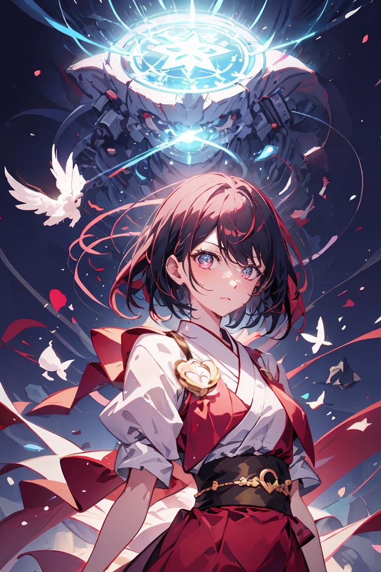 1Beautiful girl of the people,Kentaro Yabuki,Highest quality,Highest quality,Short Bob Hair、Transparency、Cherry-colored hair、kimono、Arms folded behind back、heart