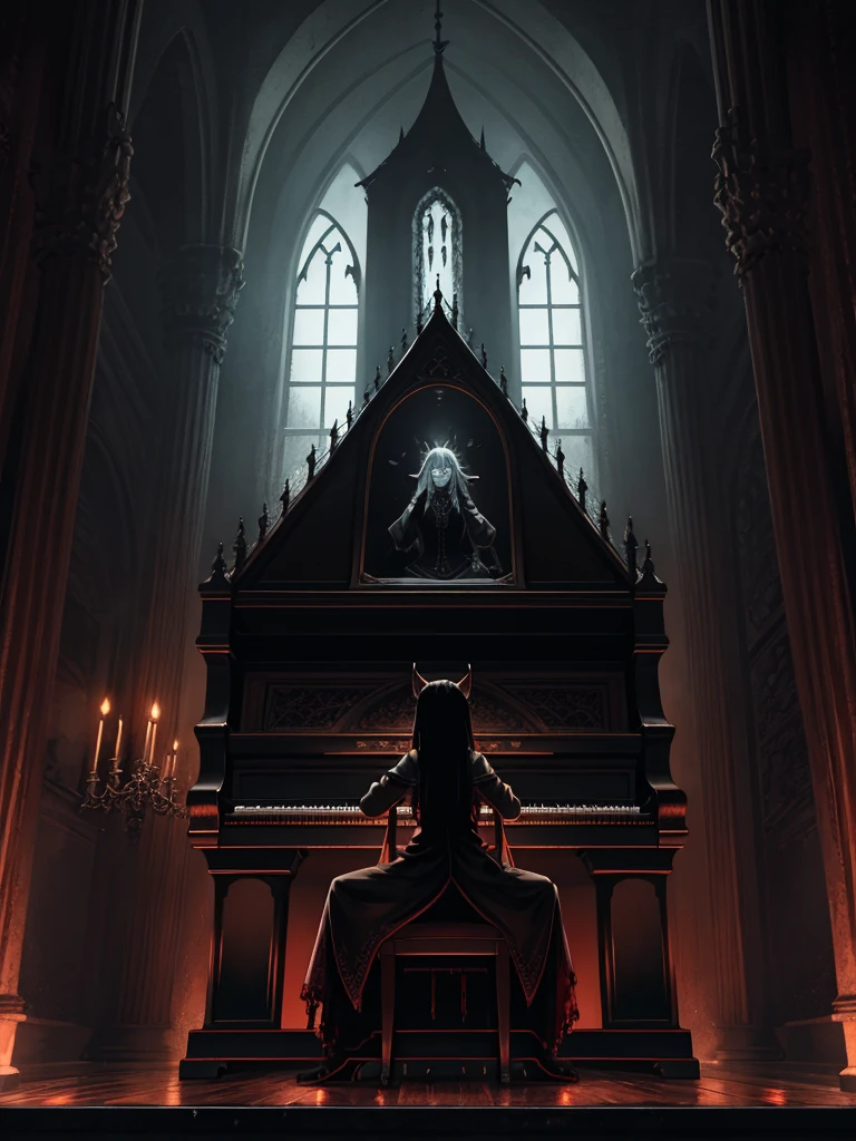 horror , Haunted Mansion , An eerily towering Gothic-style Western-style building, The 999 ghosts living here are waiting to add you to the 1000th friend, A portrait with shining eyes, a piano that suddenly starts ringing even though there are no people, And before I knew it, sitting next to you...!?