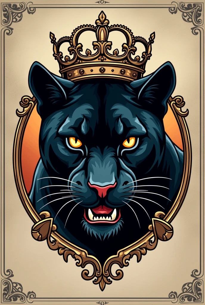 Logo for a clothing store named Borges Grifes with a panther&#39;s head with a crown in the background 
