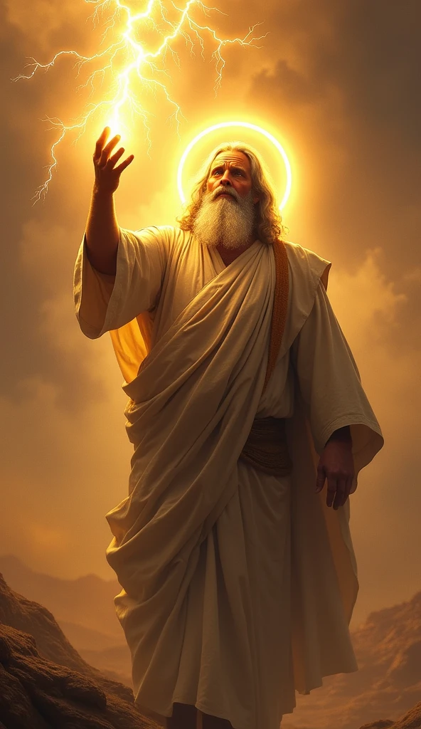 Moses holding lightning in his hand, Halo