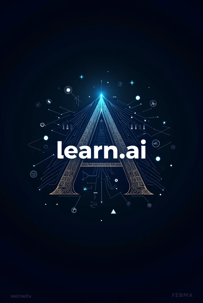 generate an Instagram profile picture featuring the name learn.ai and should resemble something unique and attractive and also the background should be contains everything related to ai the neural networks and all and it should fit Instagram dp and make it attractive font and darker background 