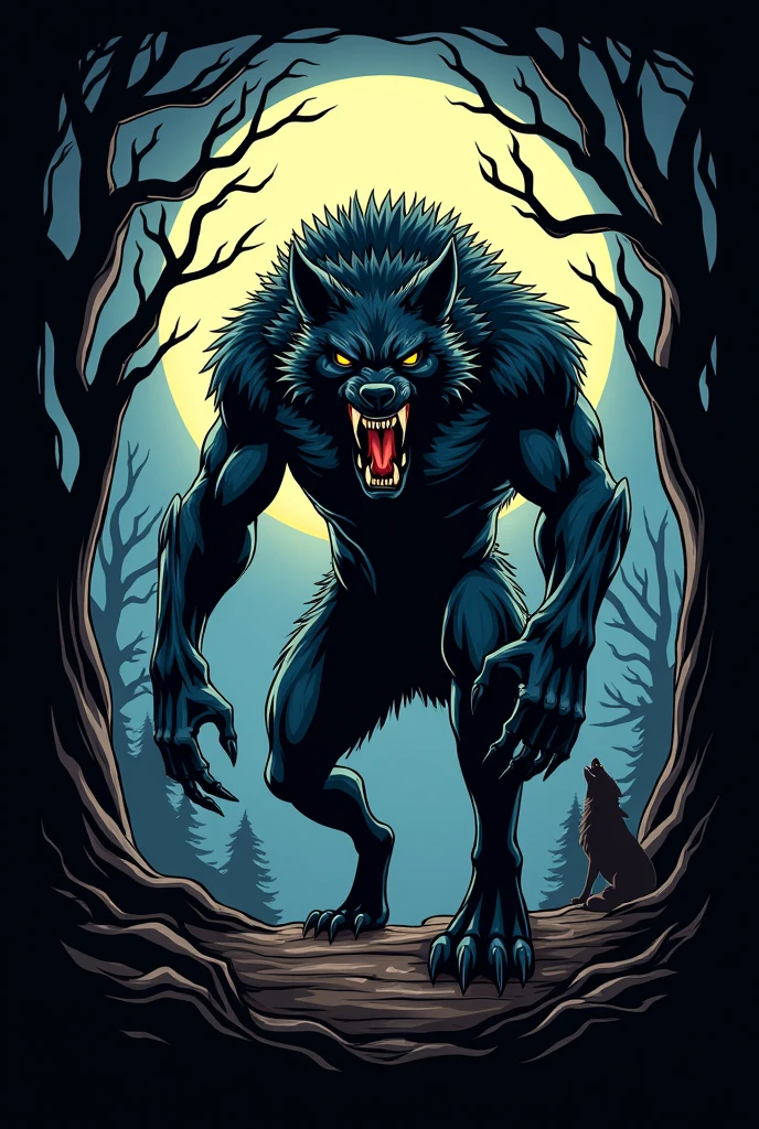 Logo for a board game store. Request a Werewolf game.
