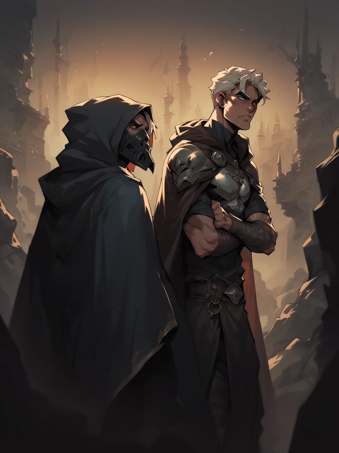 thin young man, dark skin wearing mask, slavery, this man is a slave, in a prison, dungeon, dark, medieval times, frustrated, torn clothes, drinking alcohol
