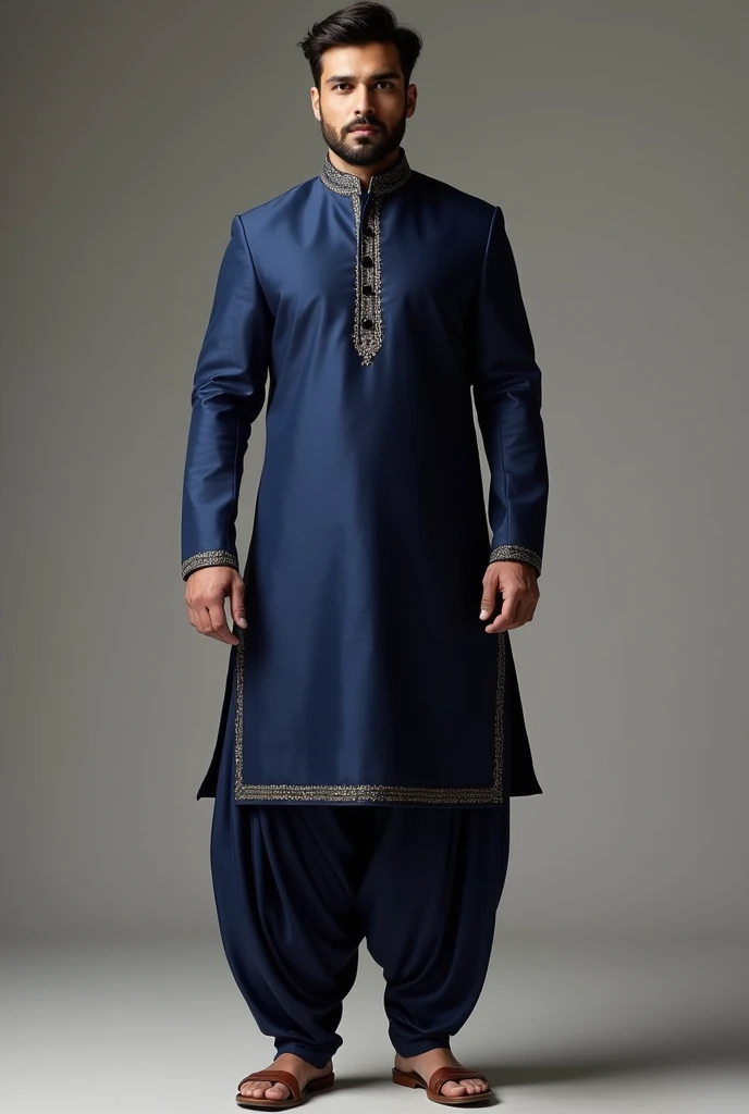 A Punjabi patiyala in navy blue for men