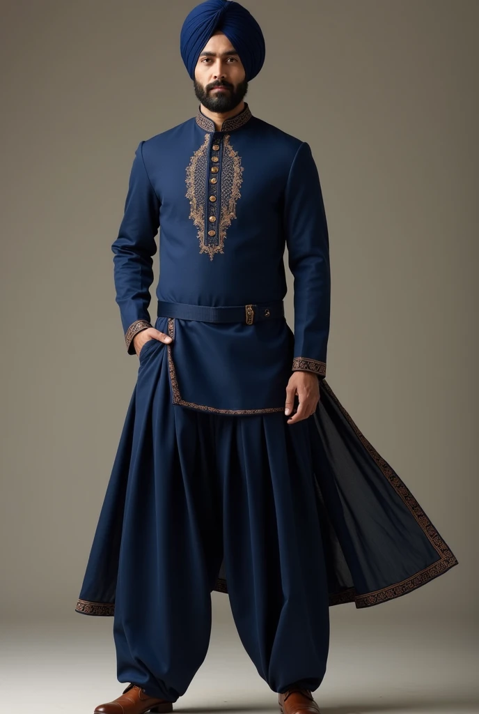A Punjabi patiyala in navy blue for men 