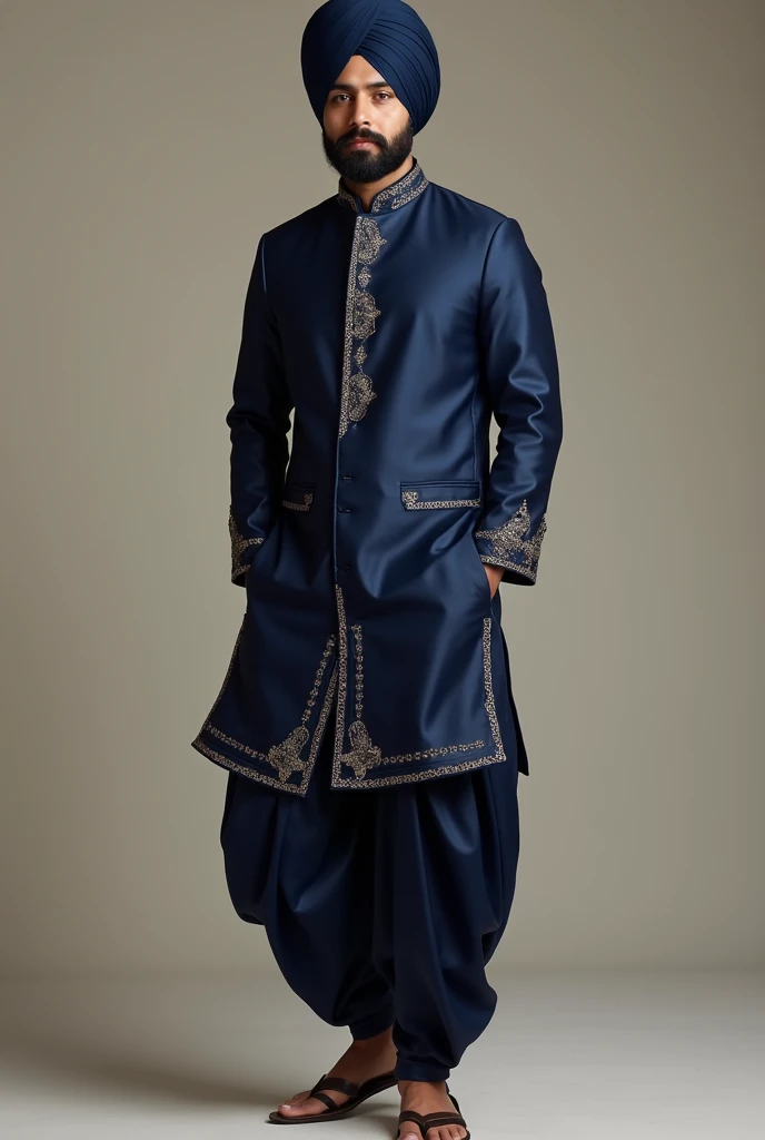 A Punjabi patiyala in navy blue for men