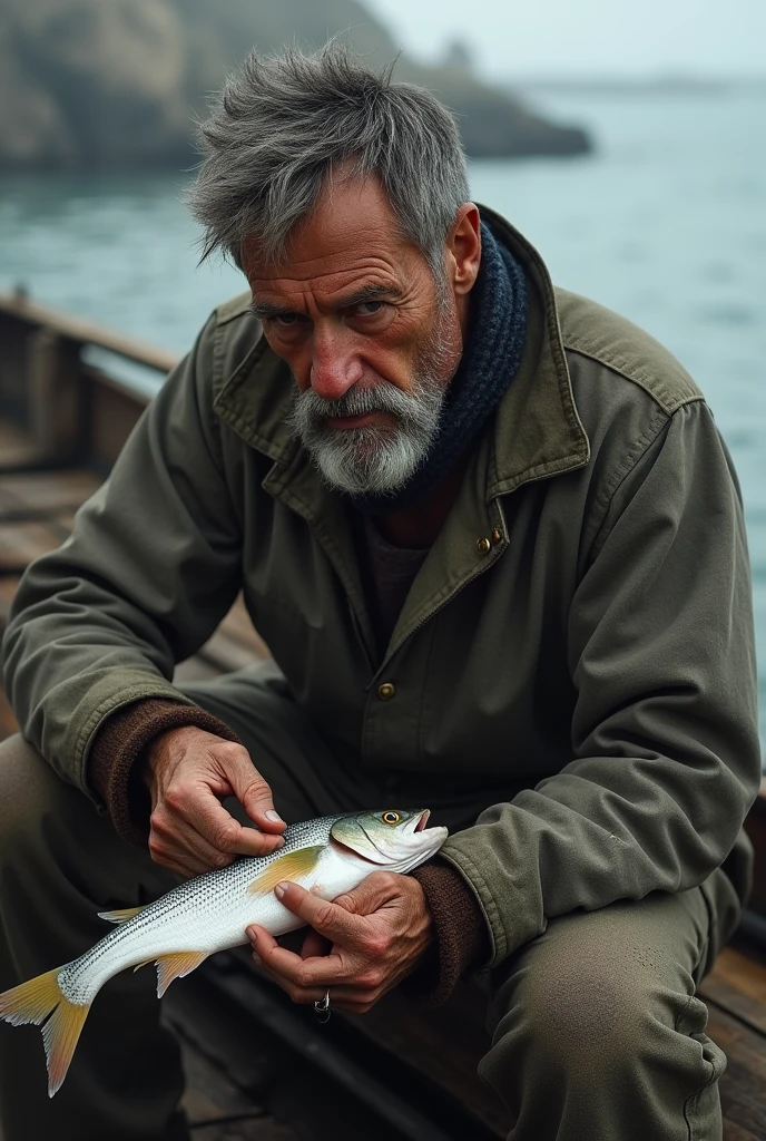A men eating fish