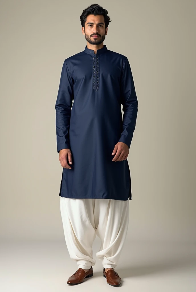 Patiyala with white shalwar in navy blue in better style 