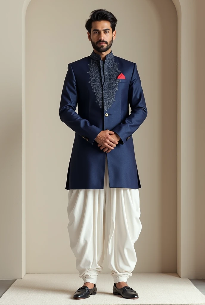 Patiyala with white shalwar in navy blue in better style