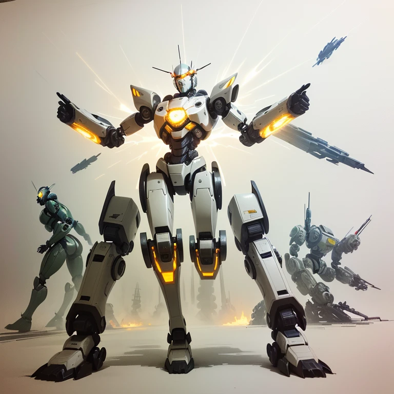 A picture of a robot drawn with many lines, Humanoid Type, Vitruvius' Mecha, Mecha style Greek god, The armor merges with the body, A mix of anime robots and organic matter, full body Mech Suit, Mechanical Body, Mech Suit, A figure of heroic proportions, Sci-Fi Armor! Muscular, Body of the robot