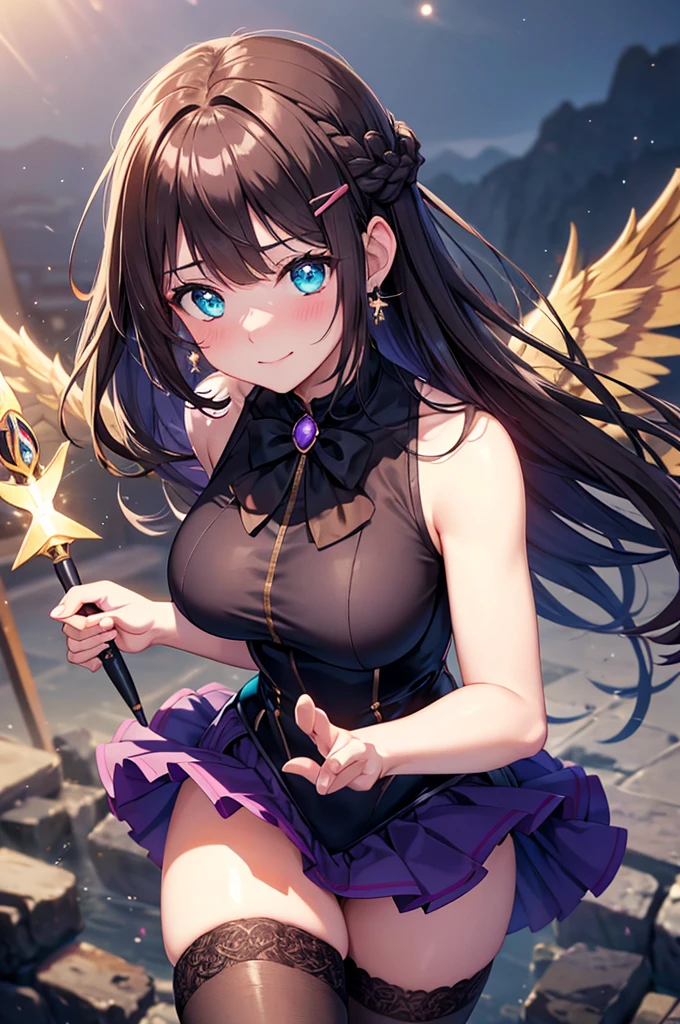 Highest quality Highest quality Draw a face carefully High-definition anime-style face Super Glowing Skin Brown leotard Golden pantyhose Succubus lure smile Rear view Back view Ass close up