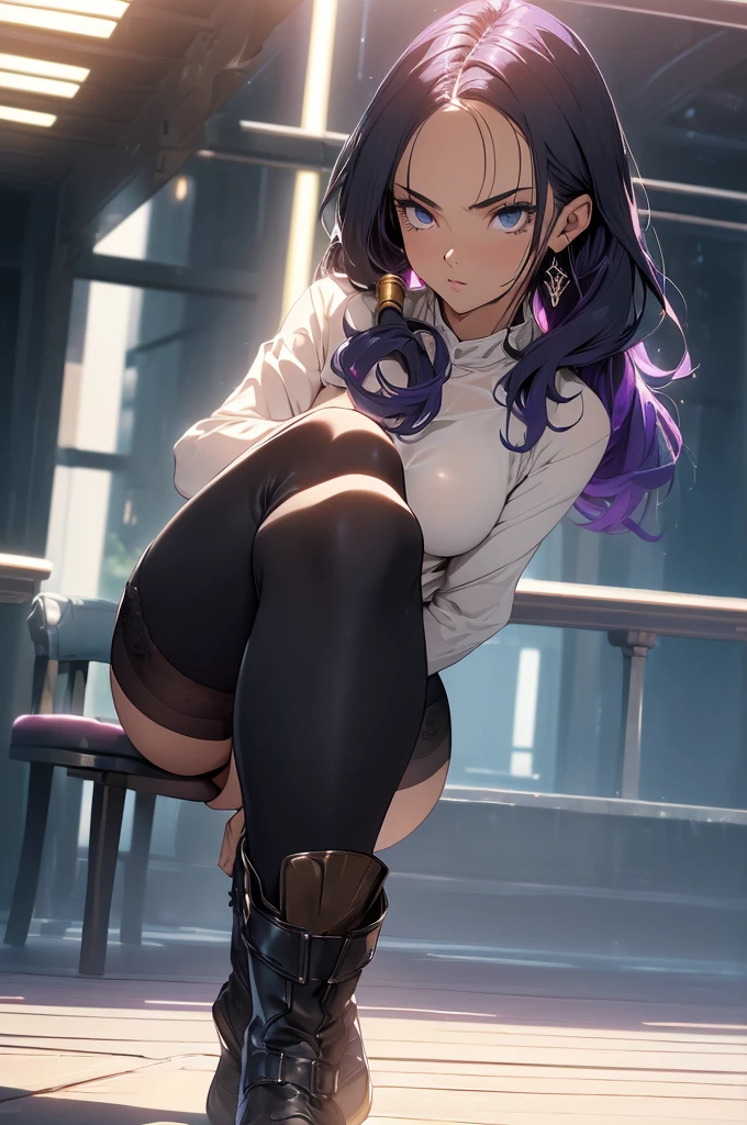 (Highest quality,4K,High resolution,masterpiece:1.2), (Ultra-detailed), (Slender beauty)(Age 27)(thunder:1.3) (Dynamic Art), (looking at the camera) (Dragon Ball Z setting), (The whole body is visible)(Vision:1.8), (Realist,photoRealist,photo-Realist:1.37), (High resolution,High resolution), (Portraiture), (Vibrant colors), (Long legs), (A noticeably elongated face), (Wide range) (Hermosos Fine grain), (Beautifully detailed lips), (Very detailed目と顔), , Bright eyes Dynamic angles and postures, Sweatびっしょり, Sweat, (Long eyelashes), (Sharp focus), (Physically Based Rendering), (8 heads,Beautiful female warrior), (Mature Woman) (Leg spread), (intense), (expression of intense desire), (Motion Blur), (elegant), (Slim figure:1.3), (Inspired by anime), (Bright light), (Cinema Lighting), (Contrasting colors), (Mysterious atmosphere), (Action-packed scenes), (Unique Look), (impressive), (Reveal costumes), (Exciting),(Deep Eyes),(Fleshy pubic area), (Expressive), (Interesting atmosphere), (Dark blue high socks Magic Mix Real、(RAW Photos:1.2)、(Realistic:1.4)、The beauty of beautiful details Laughter、Big Ass、blonde、((I can see your pants))(Panty shot)Earrings eyelash Beautiful and detailed、Large file size、Very detailed、High resolution、Transcendental beauty Highest quality、masterpiece、、(Riders jacket))、Very detailed表現, In detail、Very detailed顔のCinema Lighting、1、positive、((Dynamic pose)))、(Lean back:1.2), (Open Stance))、(From below:1.5), (Under the skirt:1.5), Check Pleated Skirt、Sexy upward glance, (Spread your legs and show me your panties:1.5), (Black see-through panties:1.5), (Low rise:1.5), (Long purple hair:1.5), (Healthy Body:1.5), (High leg tiny panties,,,,,,:1.5), (Looks like see-through panties :1.3), (Pubic hair is visible:1.5), (Browsing Caution:1.5), (Shyness:1.5), (Black long boots:1.5)(Ecstasy:1.5)(orgasm:1.3)