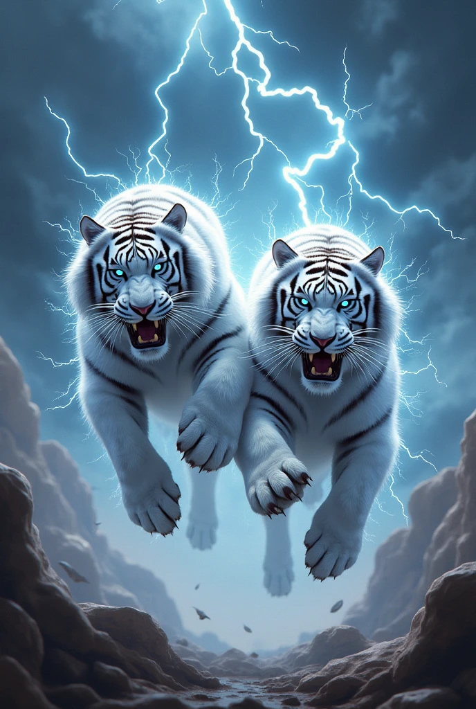 Two white thunder tiger
