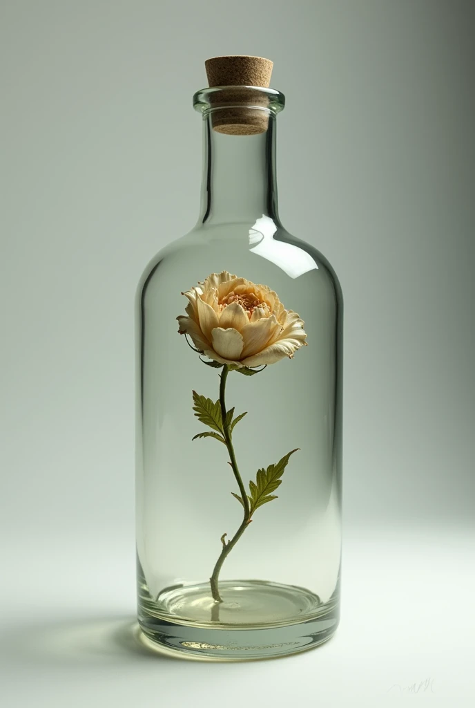 Make a glass bottle with a wilted flower for toxicity