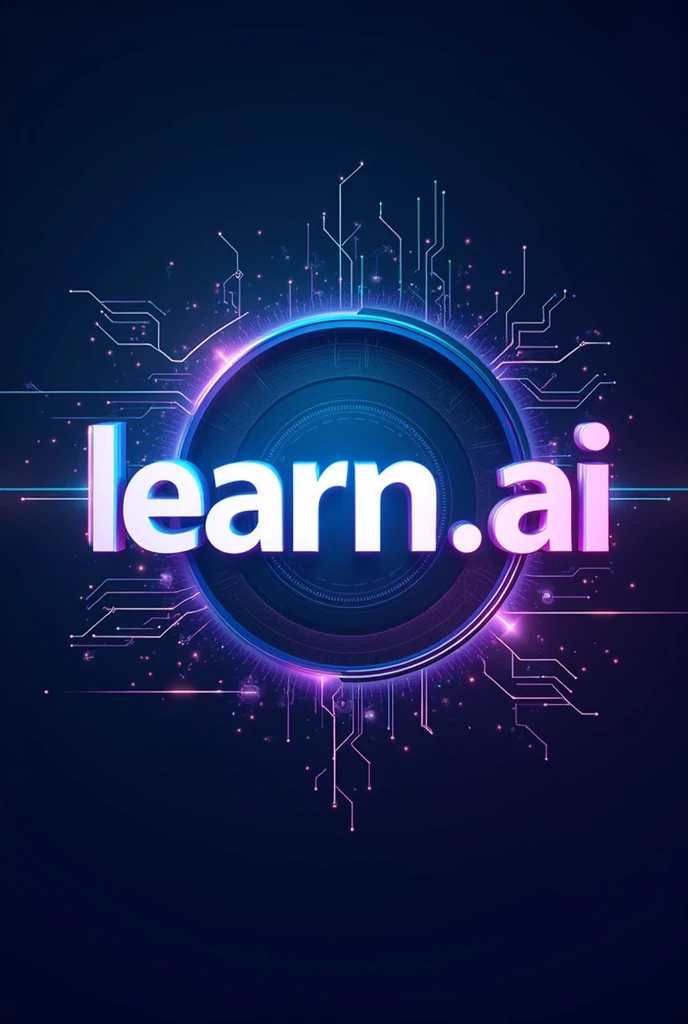 Create an eye-catching Instagram display picture (DP) that prominently features the text 'learn.ai' as the central focus. The design should be modern and tech-savvy, with a sleek and futuristic aesthetic. Use bold, stylish fonts that are clear and readable, with a strong emphasis on 'learn.ai'. The color scheme should be vibrant and engaging, incorporating shades of blue, purple, or neon accents to reflect innovation and technology. Include subtle graphical elements such as digital circuits, abstract tech patterns, or AI-inspired designs to enhance the visual appeal. Ensure the overall design is balanced, professional, and visually appealing for an Instagram DP, standing out at a small size