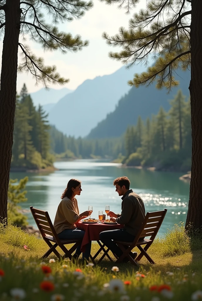Young couple making a dinner at the manali river