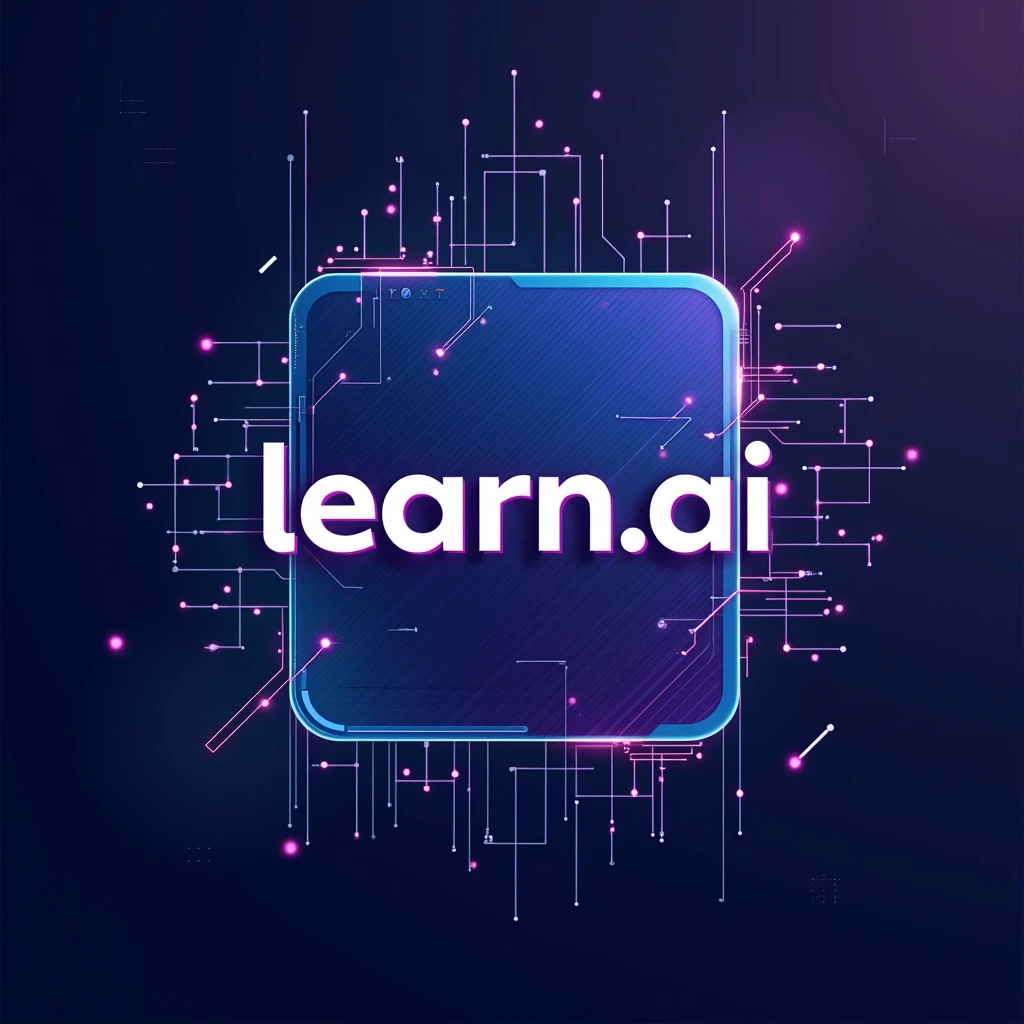 Create an eye-catching Instagram display picture (DP) that prominently features the text 'learn.ai' as the central focus. The design should be modern and tech-savvy, with a sleek and futuristic aesthetic. Use bold, stylish fonts that are clear and readable, with a strong emphasis on 'learn.ai'. The color scheme should be vibrant and engaging, incorporating shades of blue, purple, or neon accents to reflect innovation and technology. Include subtle graphical elements such as digital circuits, abstract tech patterns, or AI-inspired designs to enhance the visual appeal. Ensure the overall design is balanced, professional, and visually appealing for an Instagram DP, standing out at a small size