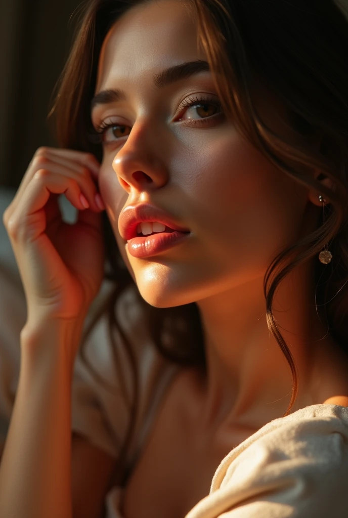 a woman masturbating, detailed close-up of female hands touching her genitals, delicate female body, erotic sensual pose, soft lighting, intimate atmosphere, photorealistic, high quality, 8k, intricate details, natural skin tones, warm colors, beautiful detailed eyes, beautiful detailed lips, extremely detailed face and body, longeyelashes