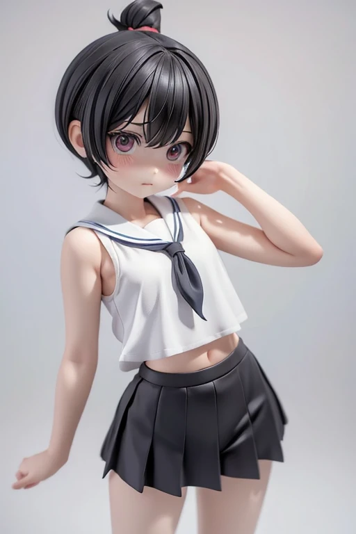 bikini、Girl、Girl、Primary school students、slender、Slender、Black Hair、Hairstyle slicked back、The forehead is visible、Forehead、whole body、Standing pose