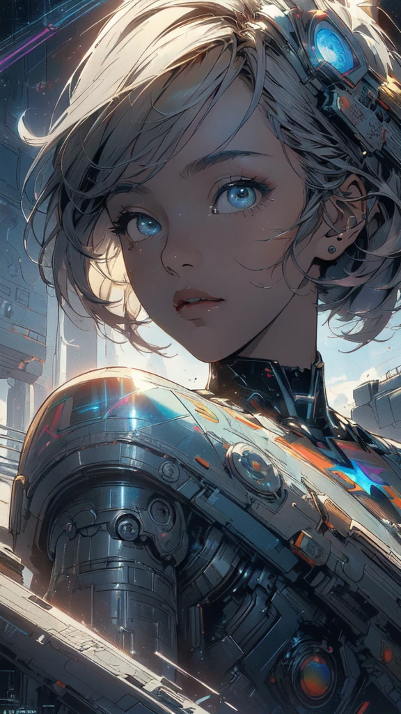 (((masterpiece, highest quality))),(((solo:1.2))),(((1girl:1.2))),32k wallpaper, very detailed, poster, vintage science fiction,(((((geometric cinematic movie poster))))), ((((bauhaus)))),(((abstract))),((((mid century modern)))),(((((portfolio))))),(((((Close-up))))),(((((bust up))))),((((more various angle)))),(((highlight))),(((complete. detailed face))),(((Extremely talented))),(((most complecated machine))),(((Overall colorfully))),((((((Absolutely simple background)))))),(((((detailed futuristic machine))))),(((Cleavage))),(((marvel super heroes))),(((rainbow color scheme))),(((Very detailed UI))),(((So many meters))),(((Perpetual Motion Machine)))