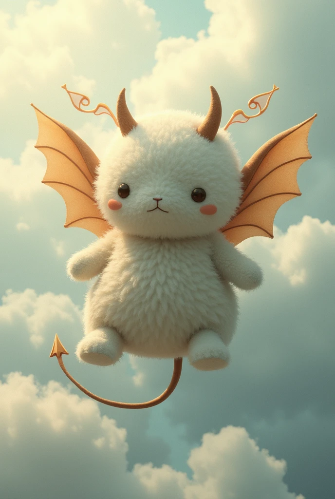 A pillow creature with wings and a devil tail