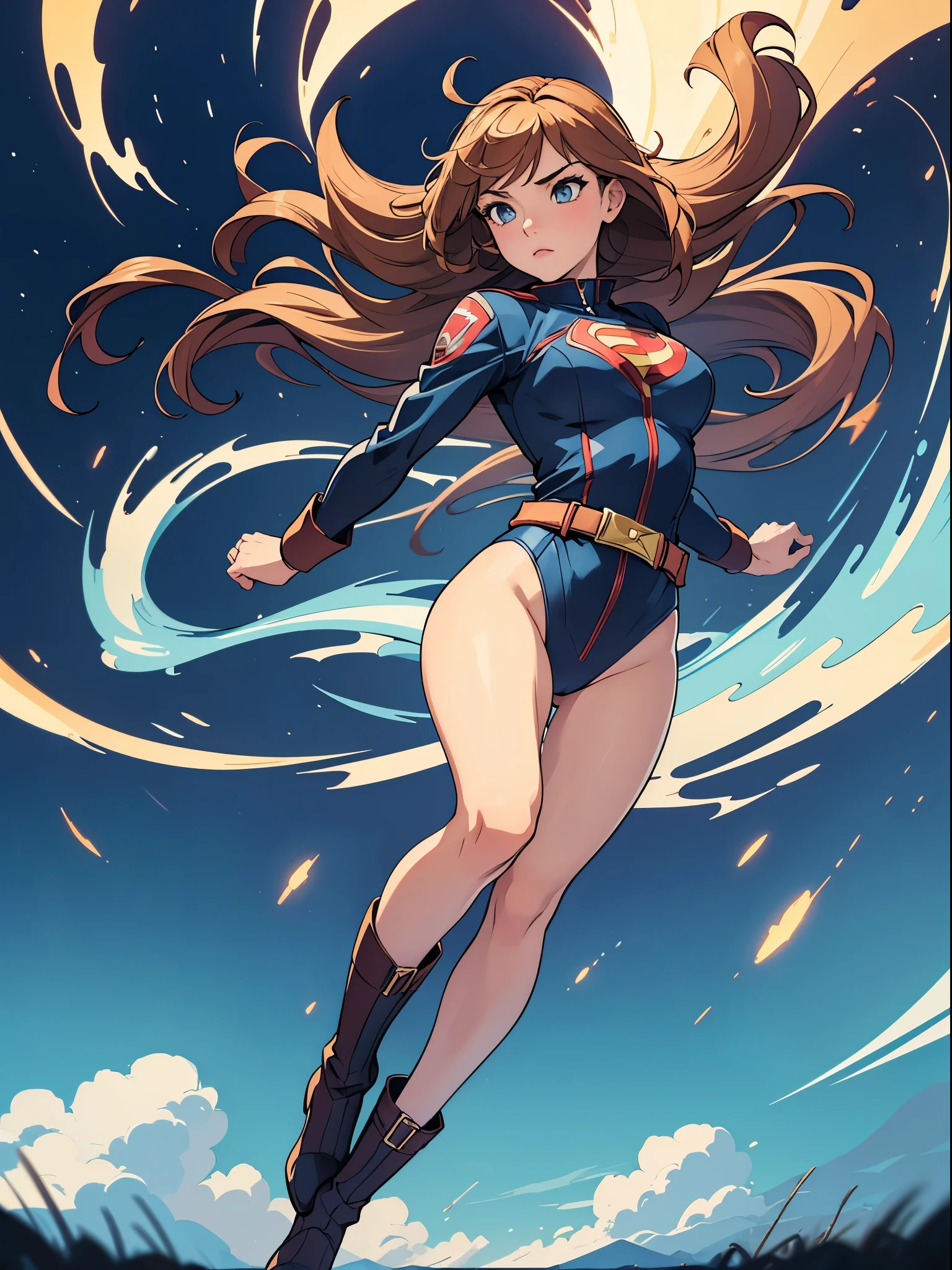 masterpiece, best quality, 1girl, solo, single, mature lady, superhero, leotard, bare legs, boots, belt, standing, standing on two legs, straight, spinning, tornado spin, wind swirl, spinning like a tornado