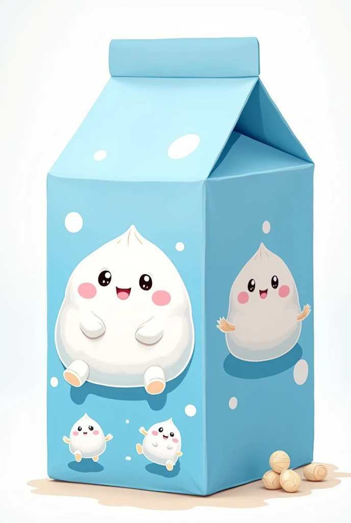 Small milk box, two-tone blue and white, rice and cartoon design