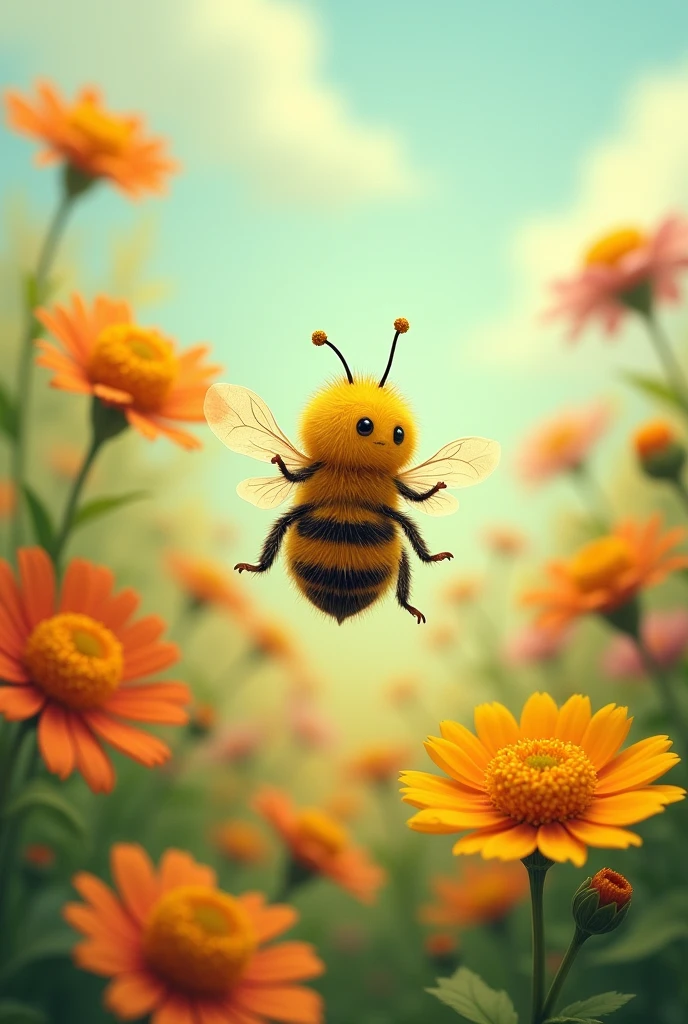 Buzzing by from flower to flower,
With the joy that hard work brings.