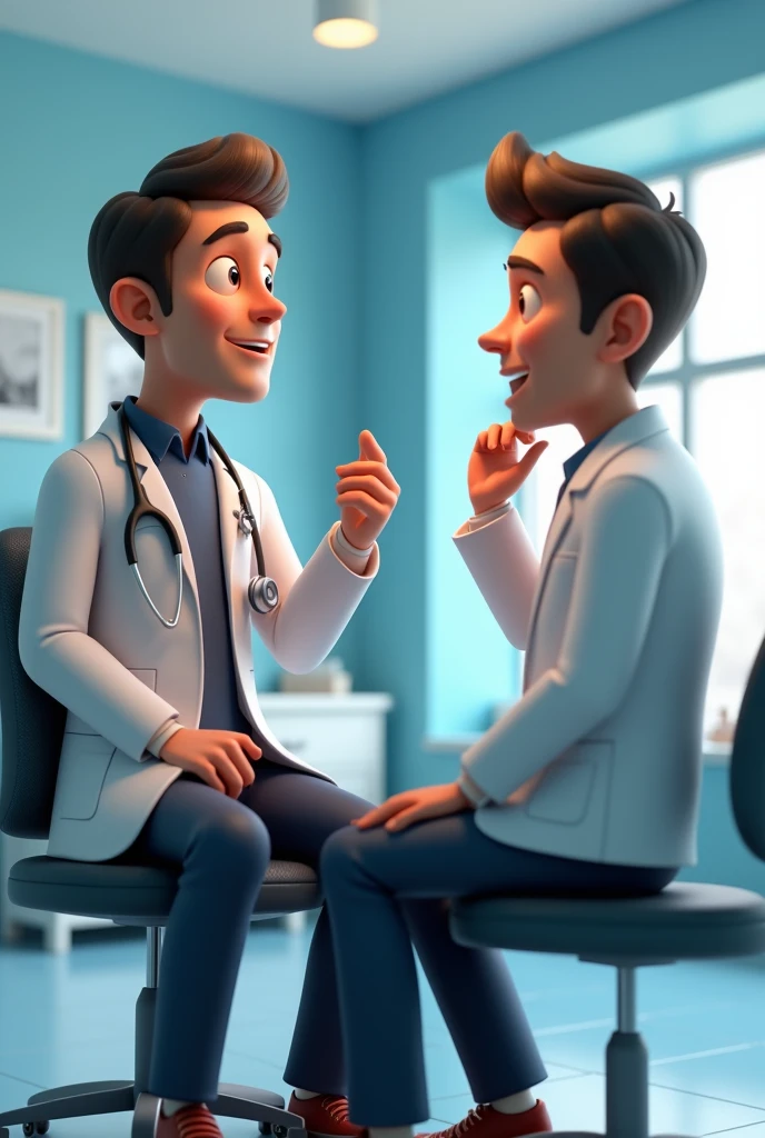 Man Patient doctor se baat karta hua 3d animation style