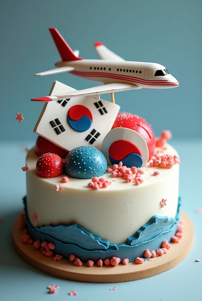 Give me a cake with a plane and Korean flag