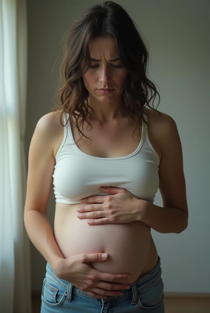 She drank so much water that her stomach was going to explode.