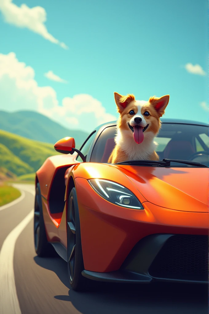 A car with dog 

