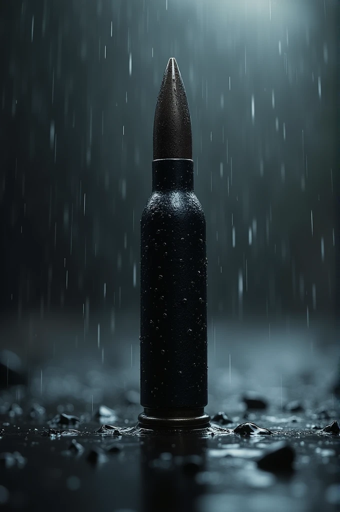 Black standard bullet in rain