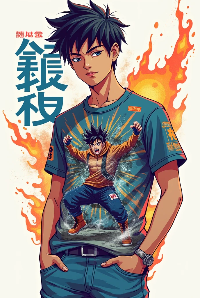 Trendyssey  written in small t shirt with anime high graphic design shirt for men 