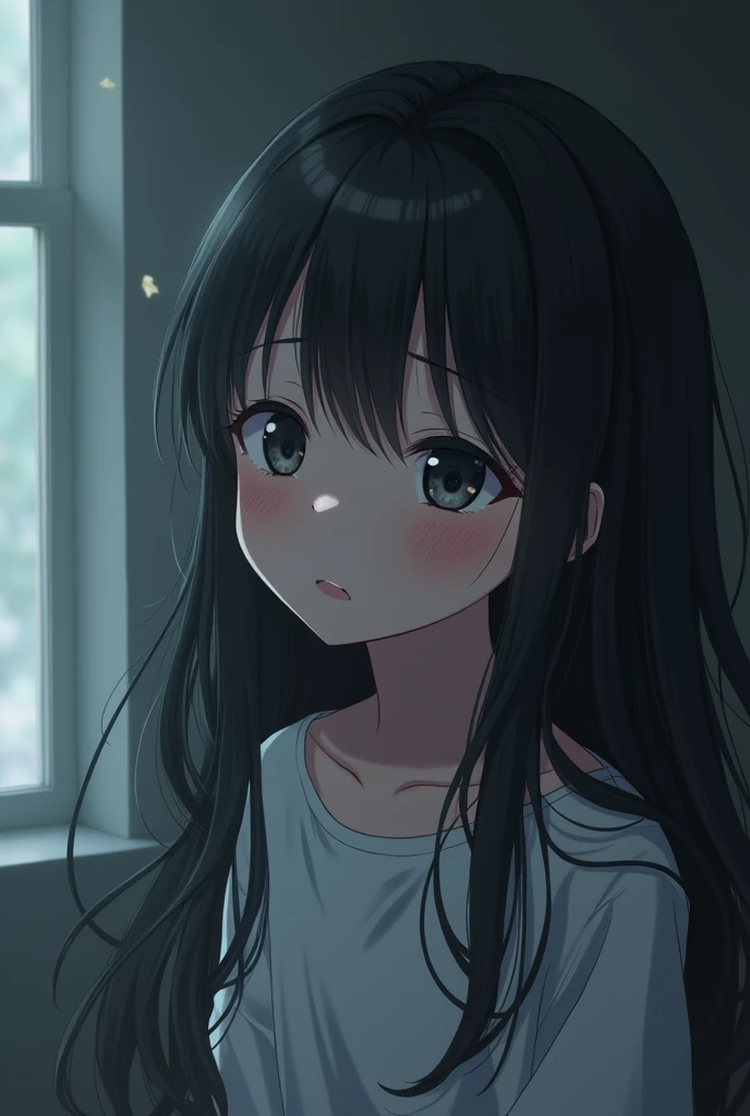 sad anime style girl